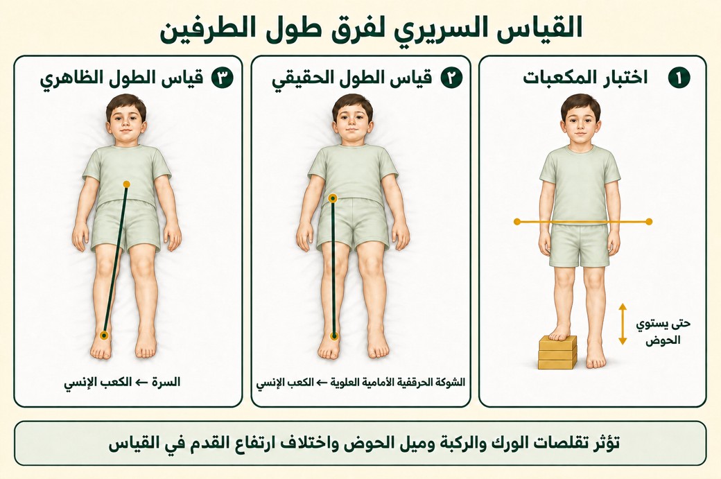 قياس فرق طول الطرفين سريريًا وشعاعيًا